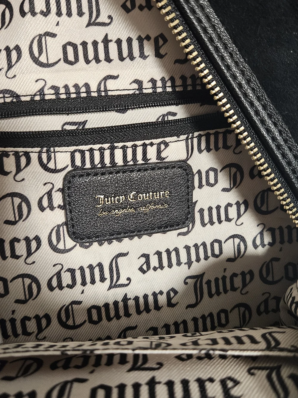 Juicy Couture Black Velvet Mini Backpack with Gold Stud Logo